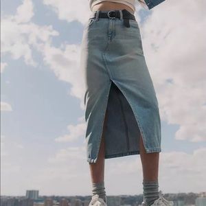 Madewell Rigid Denim A-line midi skirt